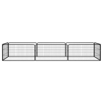 Hondenkennel 8 panelen 100x50 cm gepoedercoat staal zwart 2