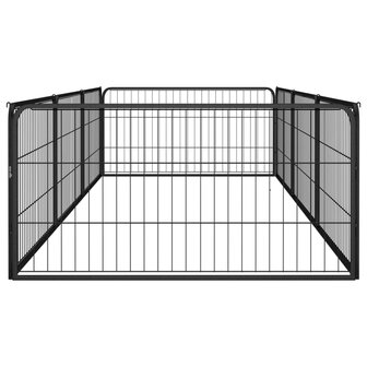 Hondenkennel 8 panelen 100x50 cm gepoedercoat staal zwart 4