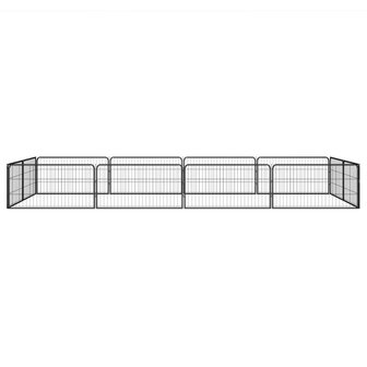 Hondenkennel 12 panelen 100x50 cm gepoedercoat staal zwart 2