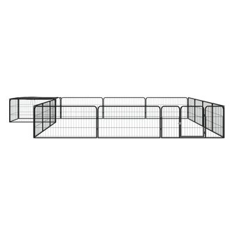 Hondenkennel 16 panelen 100x50 cm gepoedercoat staal zwart 2