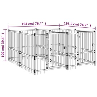 Hondenkennel voor buiten 3,75 m&sup2; staal 6