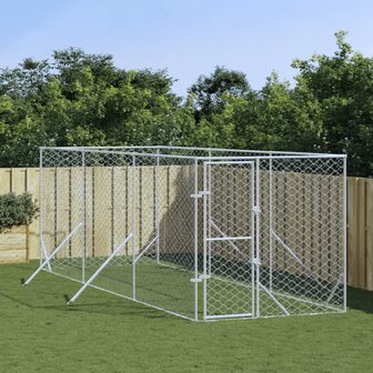 Hondenkennel voor buiten 2x6x2 m gegalvaniseerd staal zilver 1