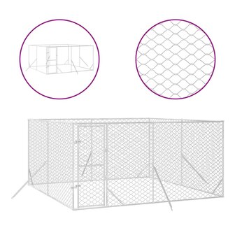 Hondenkennel voor buiten 4x4x2 m gegalvaniseerd staal zilver 2