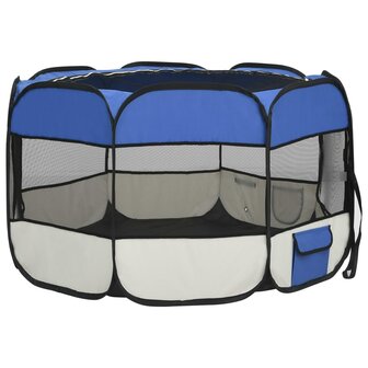 Hondenren inklapbaar met draagtas 110x110x58 cm blauw 4