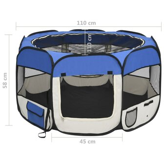 Hondenren inklapbaar met draagtas 110x110x58 cm blauw 11