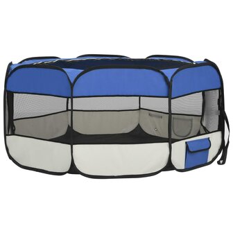 Hondenren inklapbaar met draagtas 145x145x61 cm blauw 4