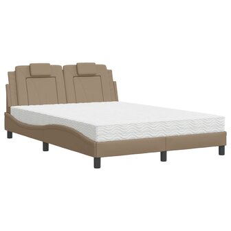 Bed met matras kunstleer cappuccinokleurig 140x190 cm 2