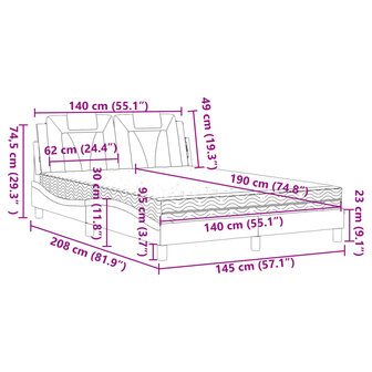 Bed met matras kunstleer cappuccinokleurig 140x190 cm 11