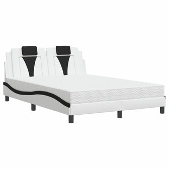 Bed met matras kunstleer wit en zwart 140x190 cm 2