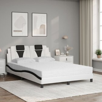 Bed met matras kunstleer wit en zwart 140x190 cm 3