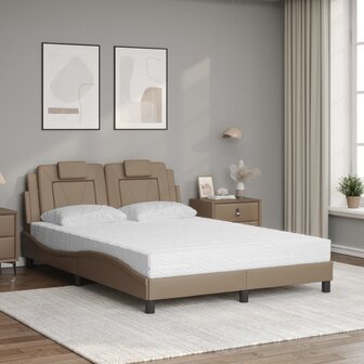 Bed met matras kunstleer cappuccinokleurig 140x200 cm 3