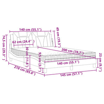 Bed met matras kunstleer cappuccinokleurig 140x200 cm 11