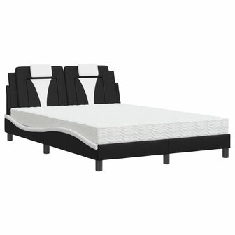 Bed met matras kunstleer zwart en wit 140x200 cm 2