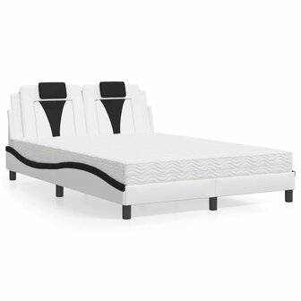 Bed met matras kunstleer wit en zwart 140x200 cm 1