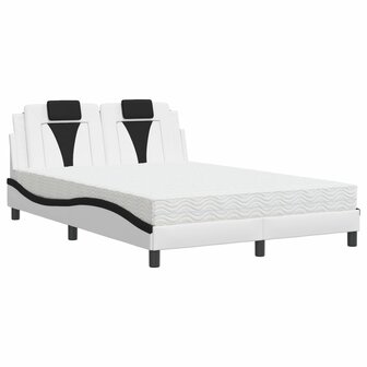 Bed met matras kunstleer wit en zwart 140x200 cm 2