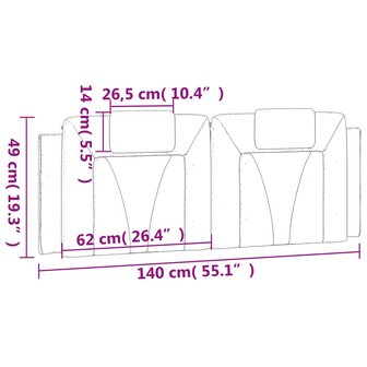 Hoofdbordkussen 140 cm kunstleer bruin 10