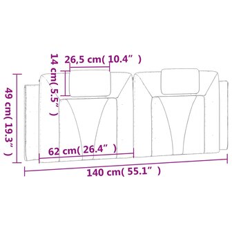 Hoofdbordkussen 140 cm kunstleer cappuccinokleurig 10