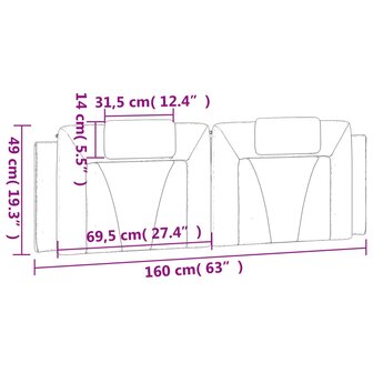 Hoofdbordkussen 160 cm kunstleer zwart 10