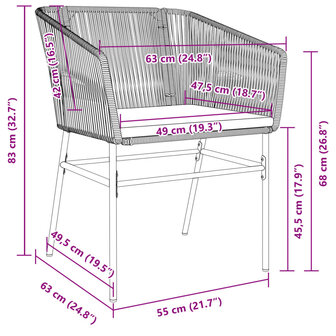 Tuinstoelen 2 st met kussens poly rattan bruin 9