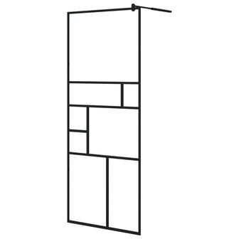 Inloopdouchewand 80x195 cm ESG-glas transparant en zwart 2