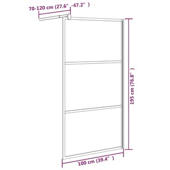 Inloopdouchewand 100x195 cm halfmat ESG-glas zwart 7