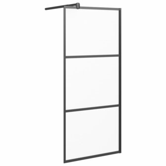 Inloopdouchewand 90x195 cm mat ESG-glas zwart 2