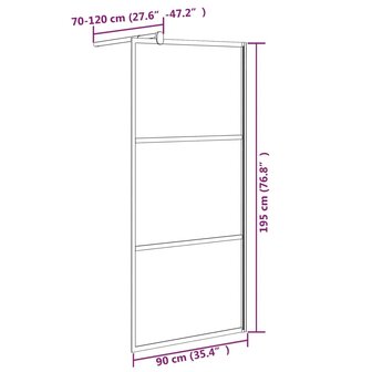 Inloopdouchewand 90x195 cm mat ESG-glas zwart 7