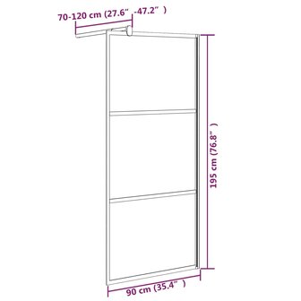 Inloopdouchewand met stenenmotief 90x195 cm ESG-glas zwart 7