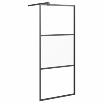 Inloopdouchewand met schap 90x195 cm ESG-glas aluminium zwart 3