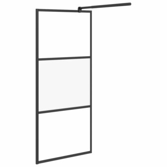 Inloopdouchewand met schap 90x195 cm ESG-glas aluminium zwart 5