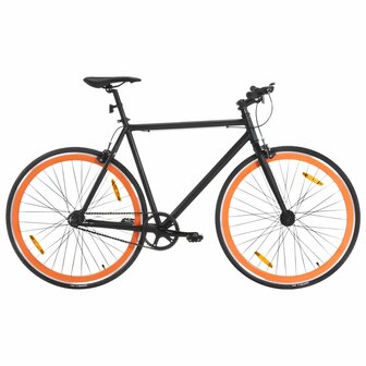 Fiets met vaste versnelling 700 c 51 cm zwart en oranje 1