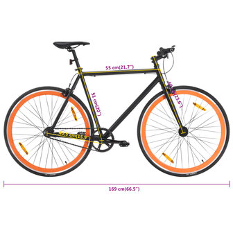 Fiets met vaste versnelling 700 c 51 cm zwart en oranje 9