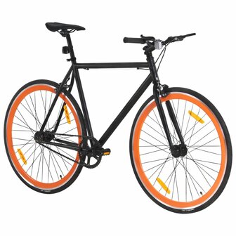 Fiets met vaste versnelling 700 c 59 cm zwart en oranje 2