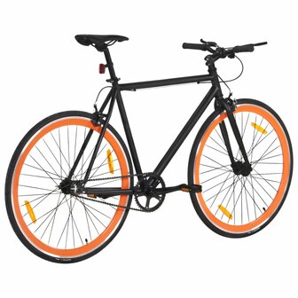 Fiets met vaste versnelling 700 c 59 cm zwart en oranje 3