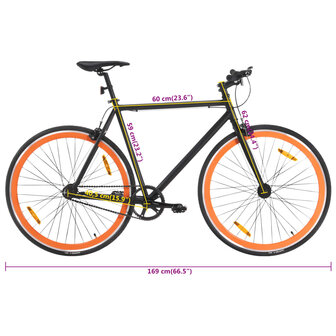 Fiets met vaste versnelling 700 c 59 cm zwart en oranje 9