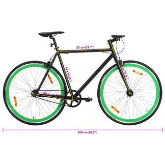 Fiets met vaste versnelling 700 c 51 cm zwart en groen 9