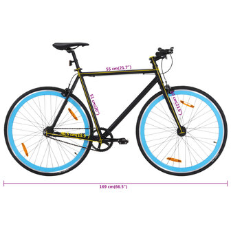 Fiets met vaste versnelling 700 c 51 cm zwart en blauw 9