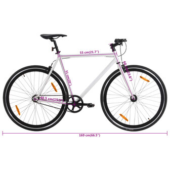 Fiets met vaste versnelling 700 c 51 cm wit en zwart 10