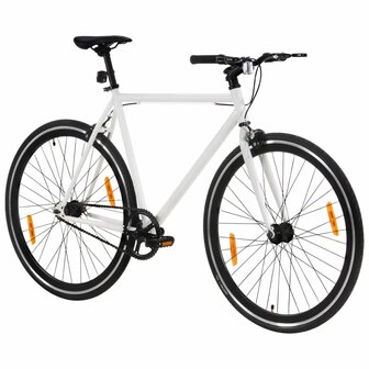 Fiets met vaste versnelling 700 c 55 cm wit en zwart 2