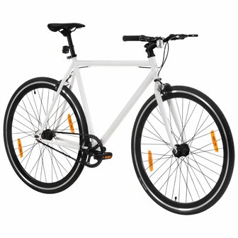 Fiets met vaste versnelling 700 c 59 cm wit en zwart 2