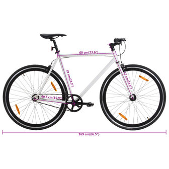 Fiets met vaste versnelling 700 c 59 cm wit en zwart 10