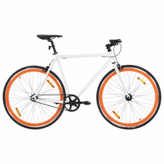 Fiets met vaste versnelling 700 c 51 cm wit en oranje 1