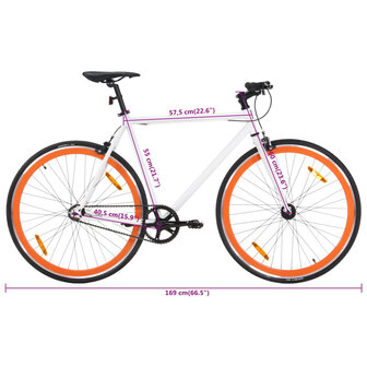 Fiets met vaste versnelling 700 c 51 cm wit en oranje 10