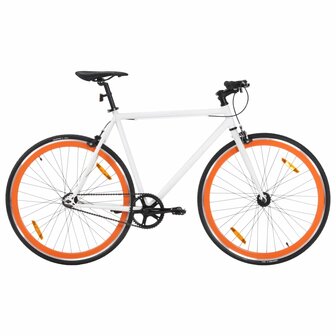 Fiets met vaste versnelling 700 c 59 cm wit en oranje 1