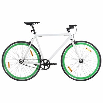 Fiets met vaste versnelling 700 c 59 cm wit en groen 1