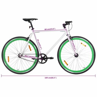 Fiets met vaste versnelling 700 c 59 cm wit en groen 10