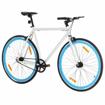 Fiets met vaste versnelling 700 c 55 cm wit en blauw 2