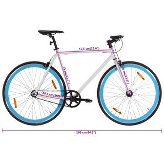 Fiets met vaste versnelling 700 c 55 cm wit en blauw 10