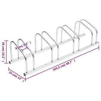 Fietsenrek voor 4 fietsen gegalvaniseerd staal 6