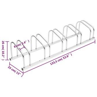 Fietsenrek voor 5 fietsen gegalvaniseerd staal 6